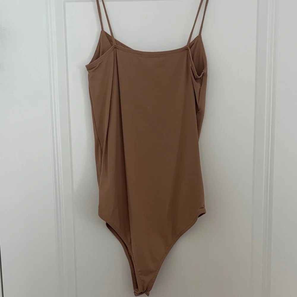 Zara Tan Cowl-Neck Spaghetti-Strap Bodysuit - Picture 7 of 7